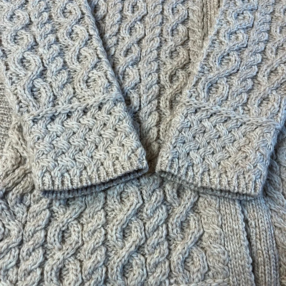 Aran Knit‎ Asymmetrical Zip Cardigan Ivory/Beige/Natural - Picture 5 of 12
